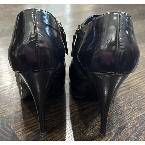 Fendi Black Patent Leather Heels EU 38.5 US 8 Peep Toe Mesh Booties Goth Rave - Picture 6 of 12